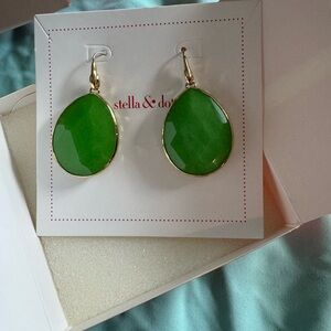 Stella & Dot green and gold drop earrings. Kept in original box.
